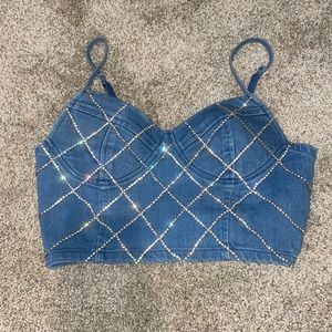 Sparkly denim crop top never worn